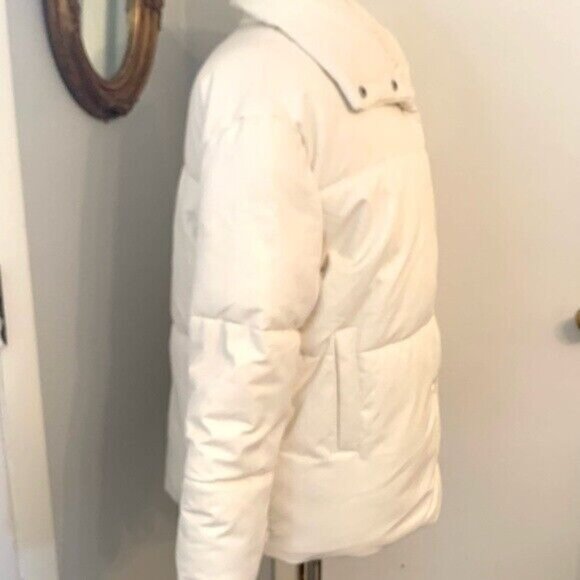 Avec Les Filles women’s White coat Faux vegan Leather Puffer Sz M Preppy trendy - Picture 8 of 12